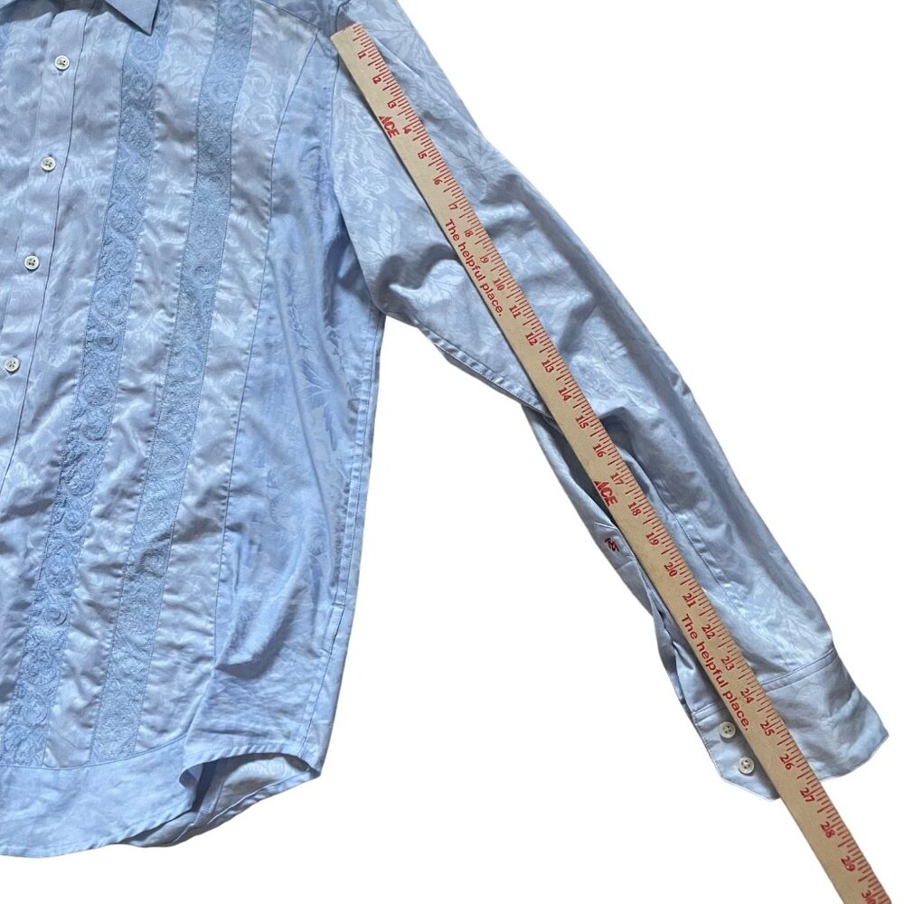 Robert Graham Embroidered Mens Long Sleeve Blue Dress Shirt LT/GT - Picture 7 of 9